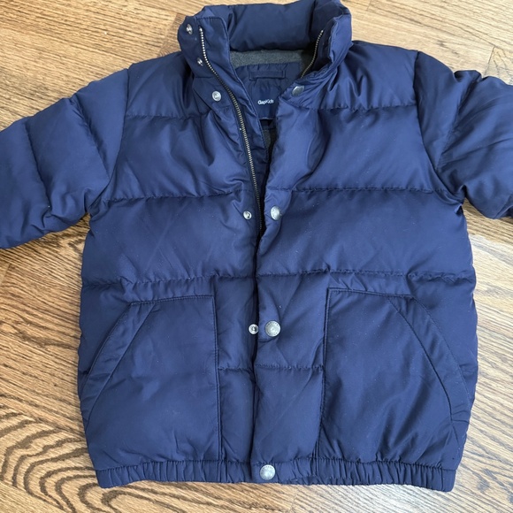 Gap Kids Down Puffer Cold Weather Navy Coat Insulated Fleece Hood Warm Kid S 6-7 - Picture 12 of 15